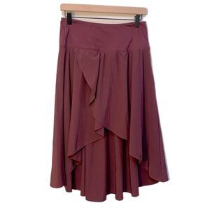 Skort Women’s M Plum Pull On Elastic Waist Stretch High Low Waterfall Midi